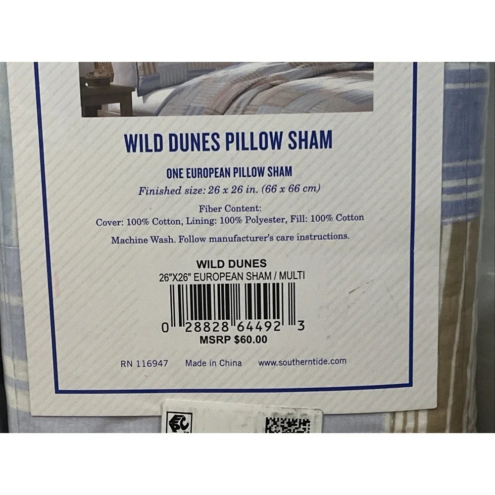 Southern Tide Wild Dunes Patchwork Euro Pillow Shams 26